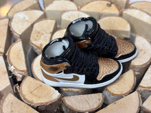 Load image into Gallery viewer, Bronze and black realistic shoes for Ken 16 scale miniature shoes for dolls