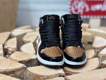Load image into Gallery viewer, Bronze and black realistic shoes for Ken 16 scale miniature shoes for dolls