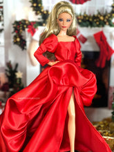 Load image into Gallery viewer, Red gown for Barbie dolls Christmas balloon dress for barbie