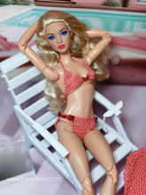 Load image into Gallery viewer, Coral bikini for barbie doll and sun hat crochet bikini