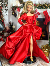 Load image into Gallery viewer, Red gown for Barbie dolls Christmas balloon dress for barbie