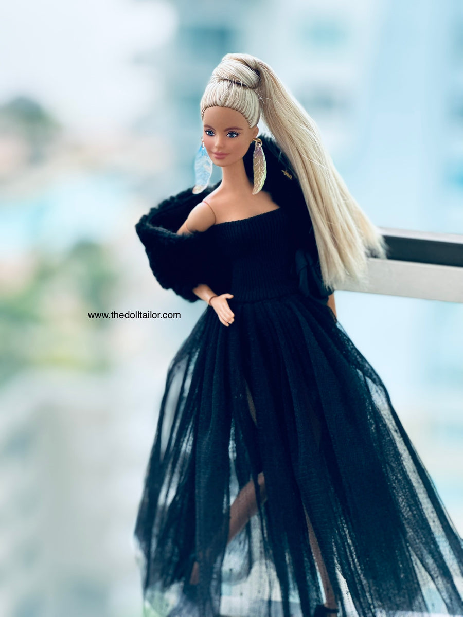 barbie black dress wedding for doll side ponytail complements her Waist:40 FW21 Elegant Strapless Red And