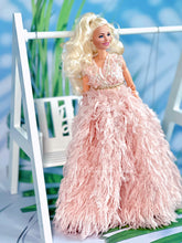 Load image into Gallery viewer, Pink feather dress for barbie doll