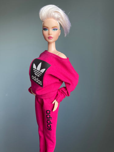 Pink tracksuit for Barbie Hot Pink sweatshirt and Sweatpants