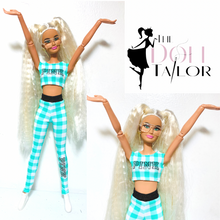 Load image into Gallery viewer, Green Gingham crop top and matching leggings