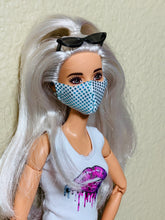 Load image into Gallery viewer, Blue and white Barbie doll face mask