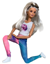 Load image into Gallery viewer, Tie dye leggings for Barbie Doll blue and pink Leggings