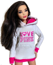 Load image into Gallery viewer, Pink and white Hoodie for Barbie Doll