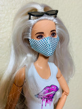 Load image into Gallery viewer, Blue and white Barbie doll face mask