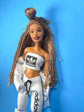 Load image into Gallery viewer, White sweatpants and crop top for fashion dolls
