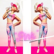 Load image into Gallery viewer, Tie dye leggings and crop top “PINK “logo