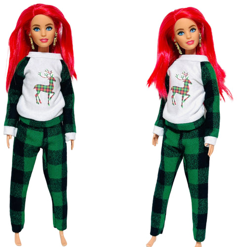 Flannel pajamas for Barbie dolls Christmas pajamas