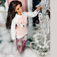 Load image into Gallery viewer, Christmas pajamas for fashion dolls miniature sweater and pants
