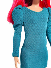 Load image into Gallery viewer, Emerald green puff sleeves dress for Barbie holiday dress
