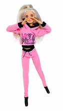 Load image into Gallery viewer, Pink and black hoodie with matching leggings