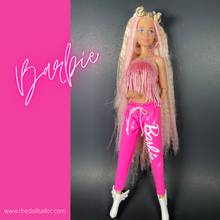 Load image into Gallery viewer, Pink Pleather Sweatpants – Handmade Barbie & 1:6 Scale Doll Clothes