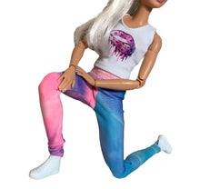 Load image into Gallery viewer, Tie dye leggings for Barbie Doll blue and pink Leggings