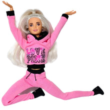 Load image into Gallery viewer, Pink and black hoodie with matching leggings