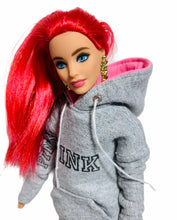 Load image into Gallery viewer, Pink oversized hoodie for Barbie doll