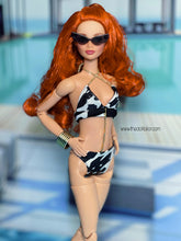 Load image into Gallery viewer, Black and gold bikini for 1/6 scale fashion dolls
