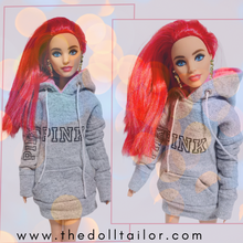 Load image into Gallery viewer, Pink oversized hoodie for Barbie doll