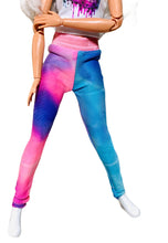 Load image into Gallery viewer, Tie dye leggings for Barbie Doll blue and pink Leggings