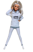 Load image into Gallery viewer, White tracksuit for Barbie doll white and gray hoodie and matching leggings