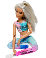 Load image into Gallery viewer, Tie dye leggings and crop top “PINK “logo