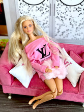 Load image into Gallery viewer, Pink sweater for Barbie doll with Logo