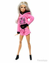 Load image into Gallery viewer, Pink shorts and hoodie for Barbie doll