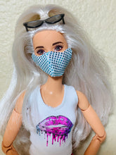 Load image into Gallery viewer, Blue and white Barbie doll face mask