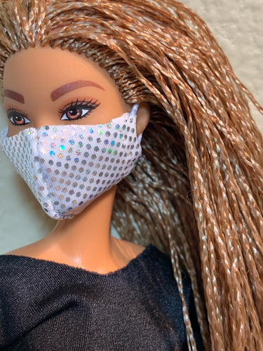 White shiny face mask for Barbie Doll