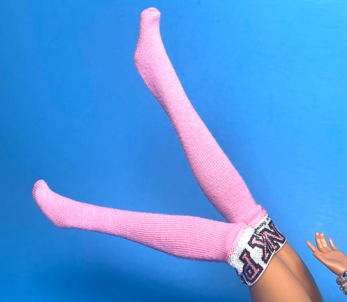 Pink socks for fashion dolls logo pink miniature high socks