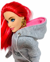 Load image into Gallery viewer, Pink oversized hoodie for Barbie doll