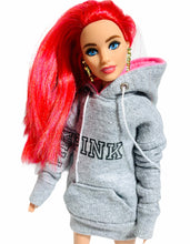 Load image into Gallery viewer, Pink oversized hoodie for Barbie doll