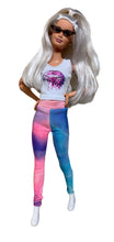 Load image into Gallery viewer, Tie dye leggings for Barbie Doll blue and pink Leggings