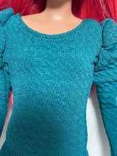 Load image into Gallery viewer, Emerald green puff sleeves dress for Barbie holiday dress