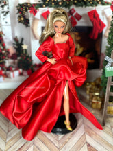 Load image into Gallery viewer, Red gown for Barbie dolls Christmas balloon dress for barbie
