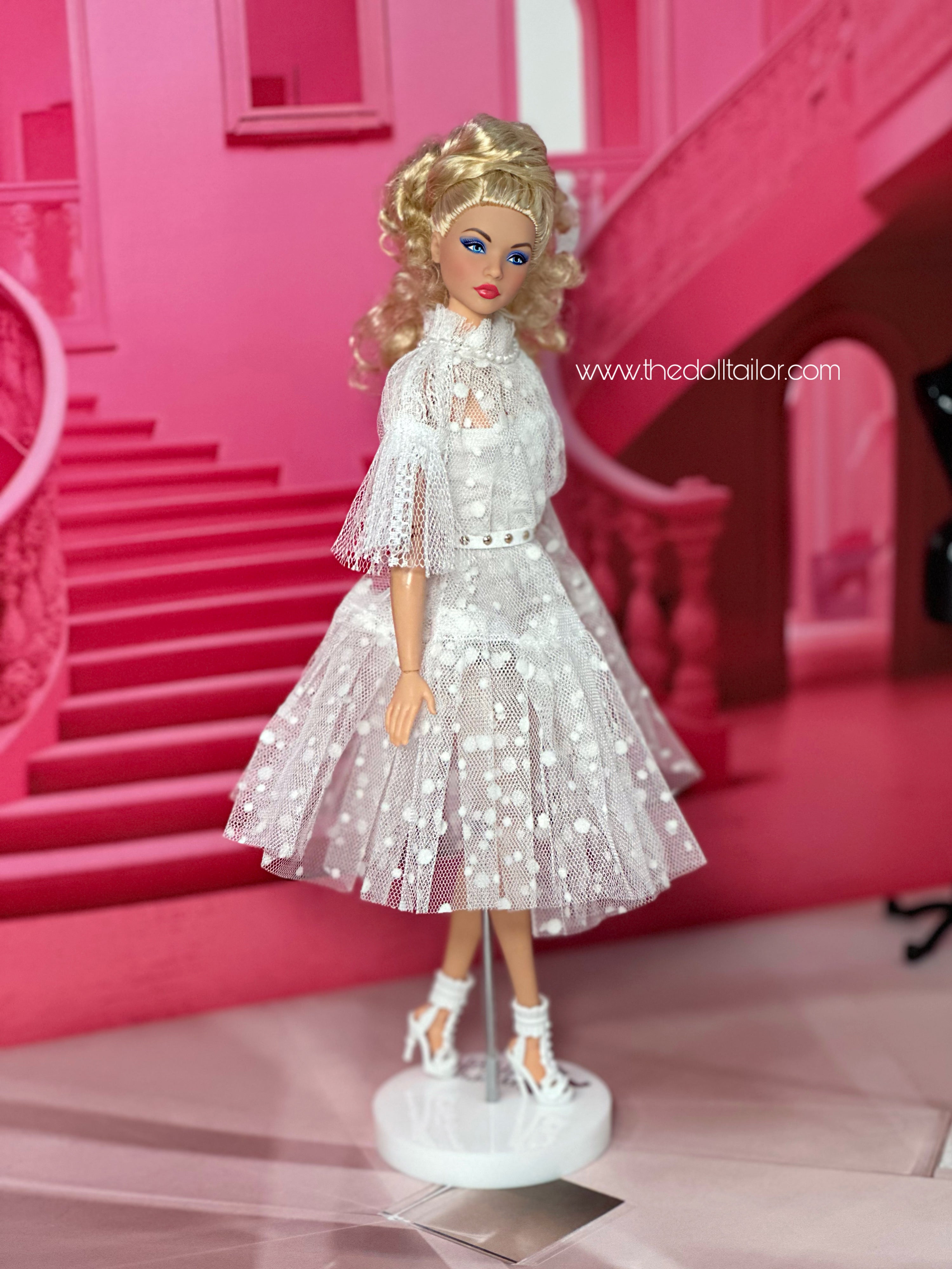White tulle dress for barbie doll – The Doll Tailor