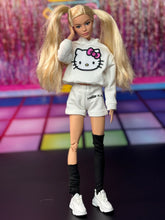 Load image into Gallery viewer, Hello kitty hoodie and shorts for barbie dolls
