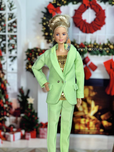 Green suit for barbie doll 1/6 scale suit blazer pants