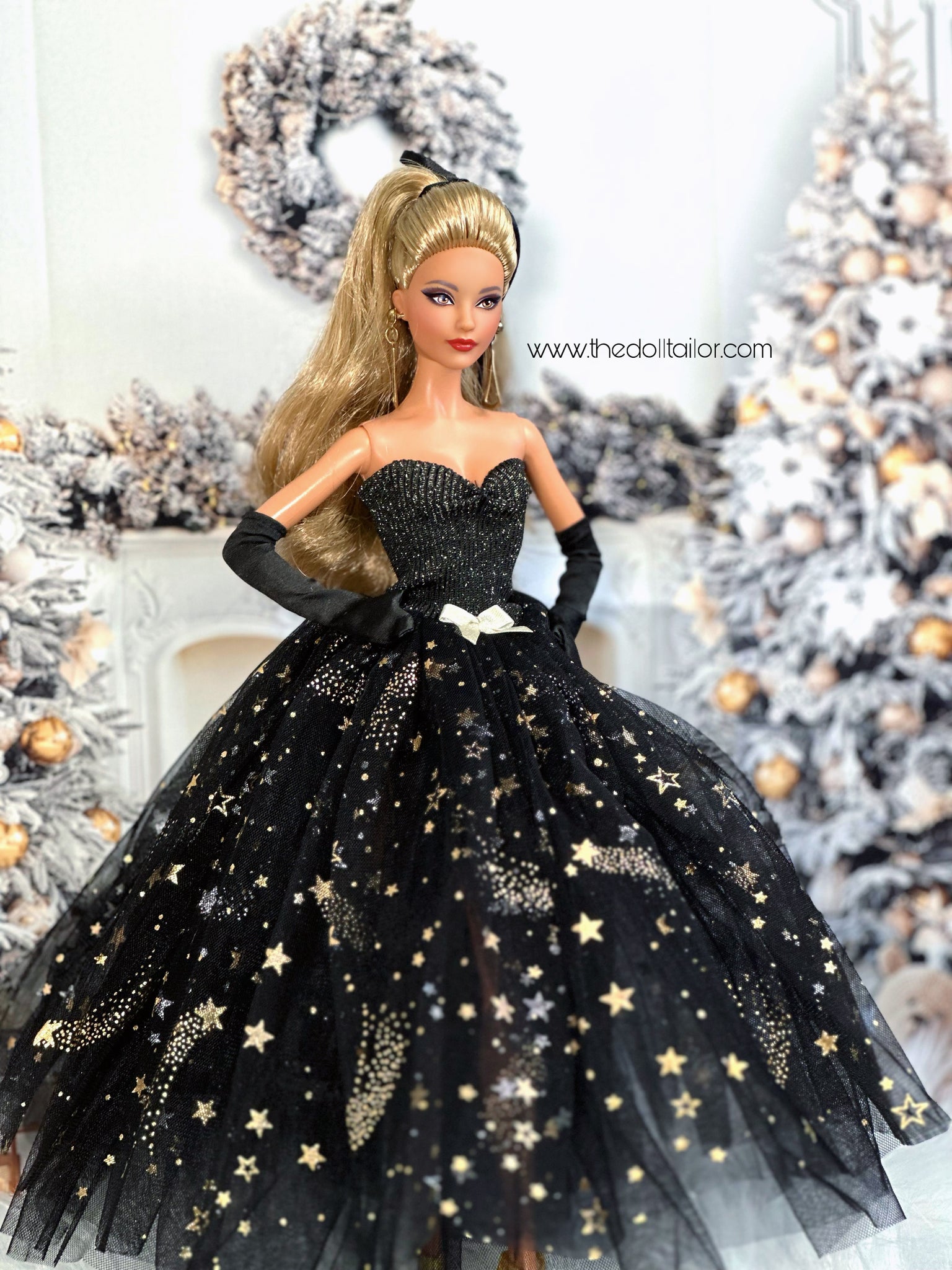 Black wedding dress with gold accents for barbie dolls The Doll Tailor Black wedding dress with gold accents for barbie dolls The Doll Tailor