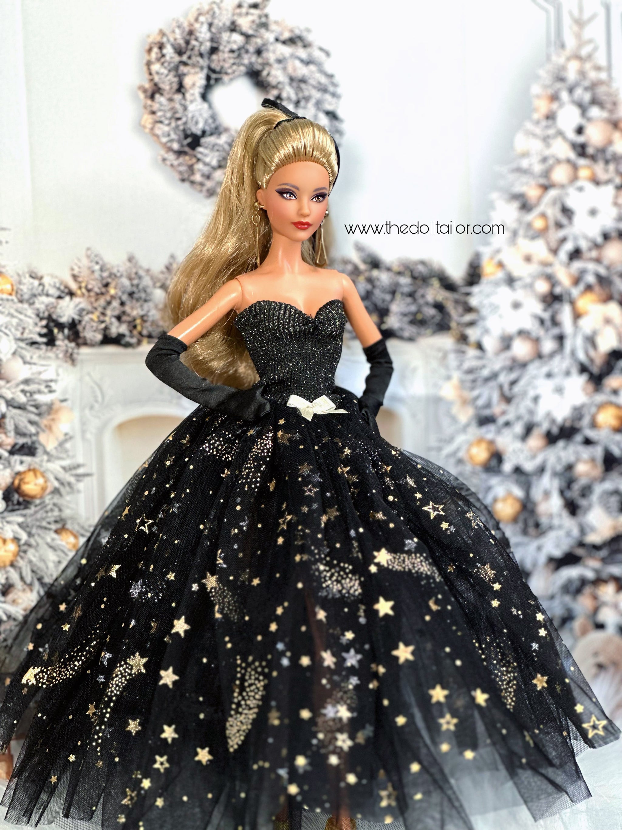 Black wedding dress with gold accents for barbie dolls The Doll Tailor Black wedding dress with gold accents for barbie dolls The Doll Tailor