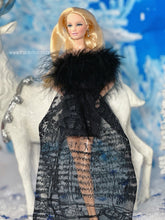 Load image into Gallery viewer, Black dress for barbie dolls with fur
