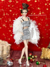 Load image into Gallery viewer, Barbie doll skirt and crop top with Shaggy fur coat
