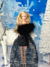 Load image into Gallery viewer, Black dress for barbie dolls with fur
