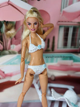 Load image into Gallery viewer, White bikini for Barbie doll and Sun hat crochet hand made bikini
