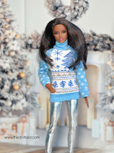 Load image into Gallery viewer, Blue Christmas sweater for barbie
