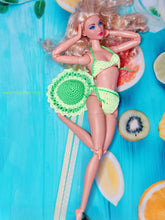 Load image into Gallery viewer, Crochet bikini for barbie dolls Lime green with sun hat
