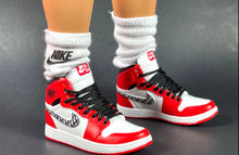 Load image into Gallery viewer, Red tennis shoes for Ken, realistic 16 scale shoes for dolls
